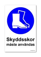 Skylt "skyddsskor måste anv.." 297X210mm pvc A4