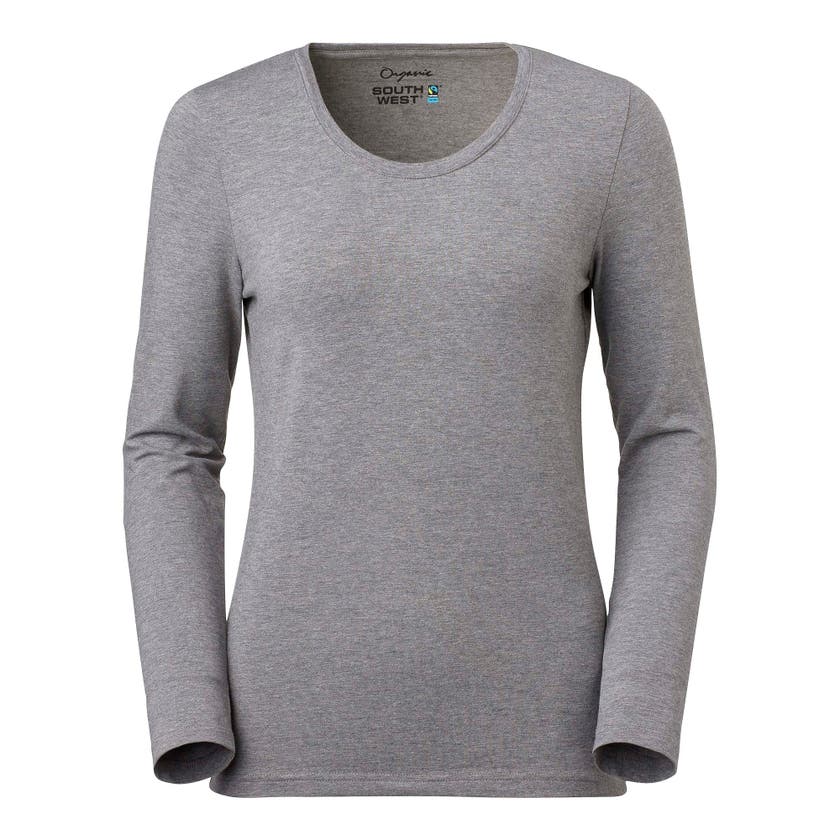 T-SHIRT LILY DAM RN LS M GRÅ STORLEK S