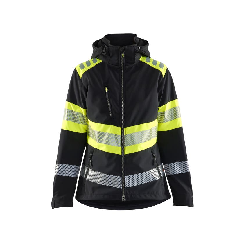 SOFTSHELLJACKA VARSEL DAM SVART T/VARSELGUL XXXL