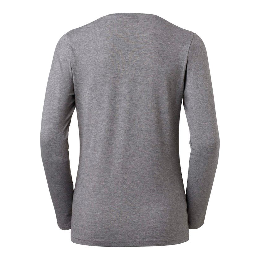 T-SHIRT LILY DAM RN LS M GRÅ STORLEK S