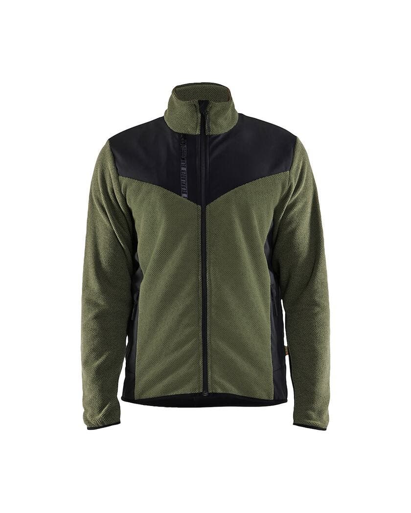 Stickad Jacka med Softshell Hö stgrön/Svart L