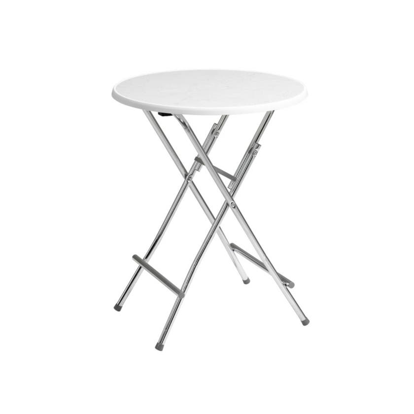 Flip, Ø85 cm, vit skiva, galvat stativ
