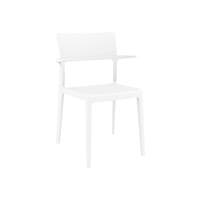 PLUS, STAPELBAR STOL MED ARMST ÖD, VIT PLAST