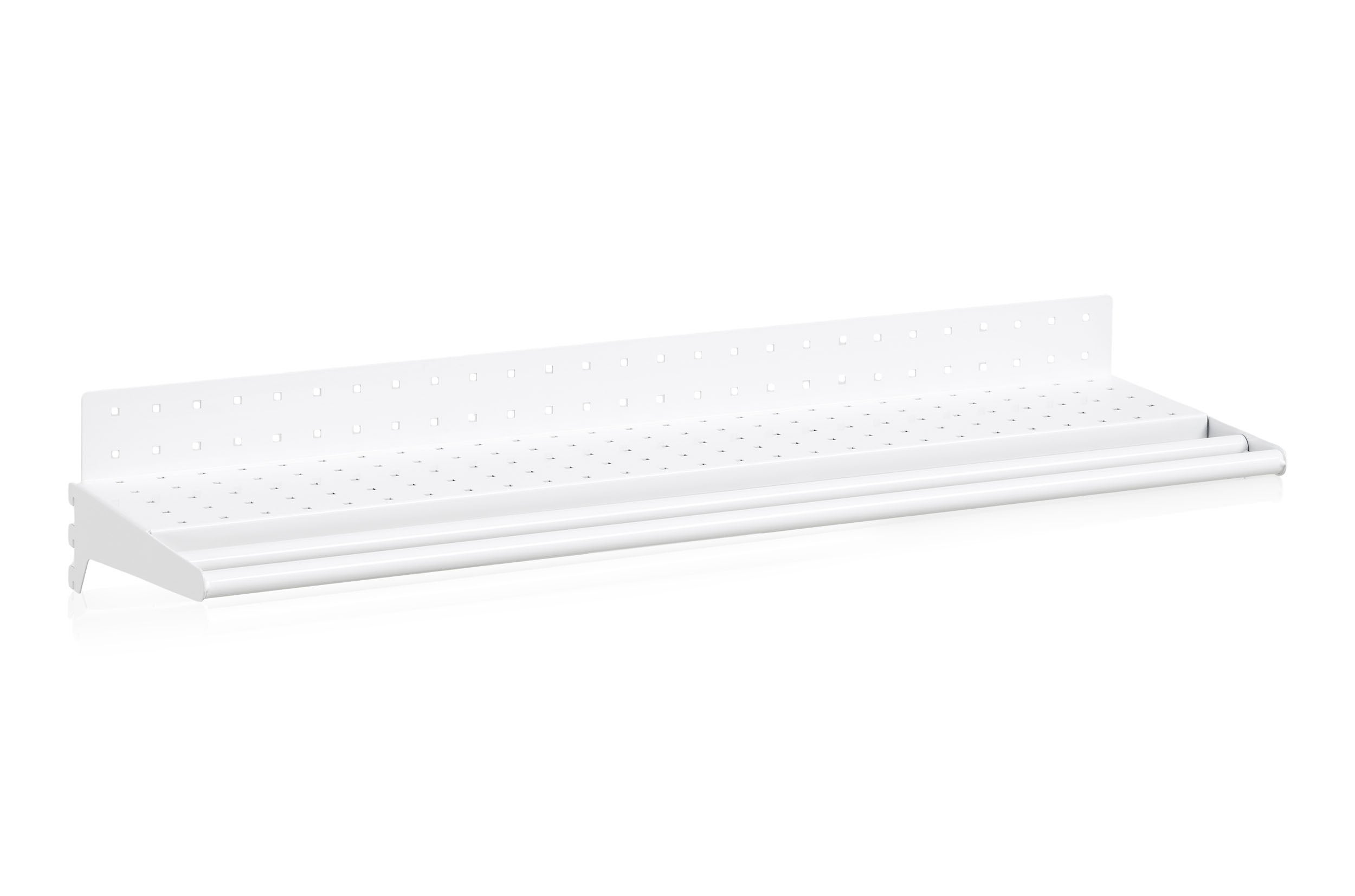 Hyllplan perforerad inklusive klädstång 900mm vit