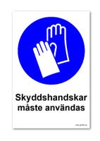 Skylt "skyddshandskar måste.." 297X210mm pvc A4