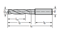 BORR HM DC160-05-06.000A0-WJ30 Solid Carbide Drills, 3-5 x Dc