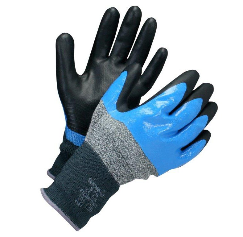 NITRILHANDSKE BLÅ/SVART 8/L SHOWA 376 NITRILE FOAM GRIP
