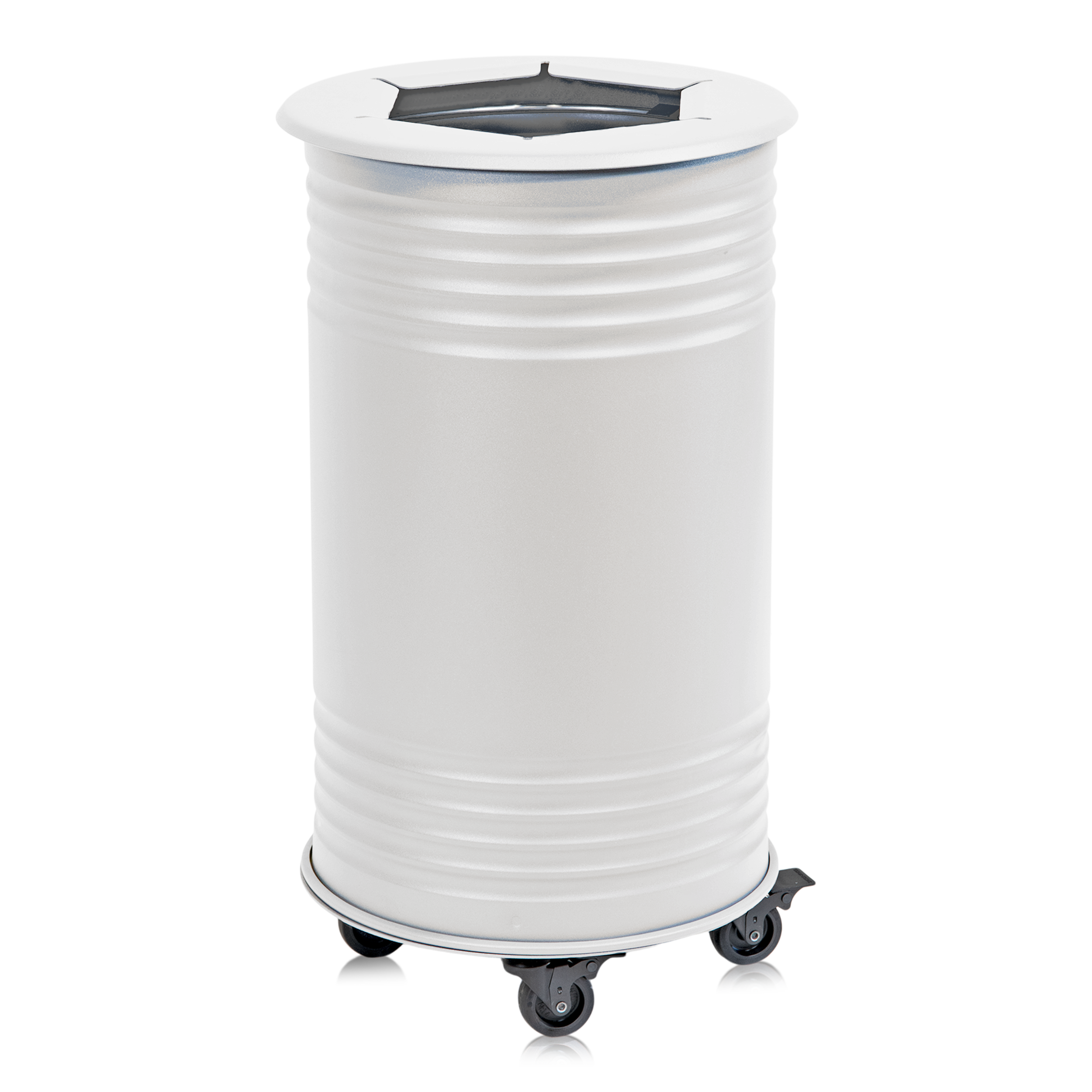 AVFALLSBEHÅLLARE TIN BRÄNNBART HJUL VIT