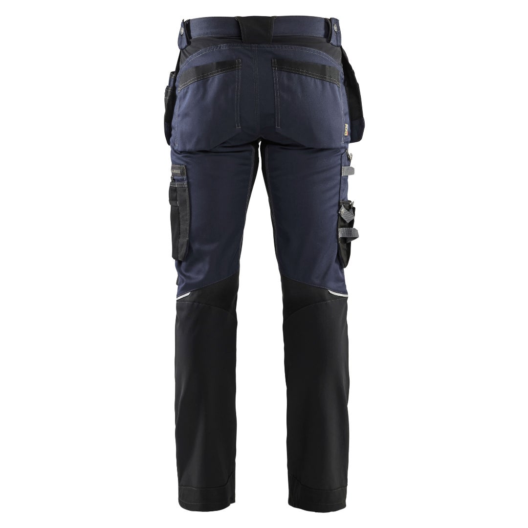 Hantverksbyxa med stretch mörk marinblå/svart C46