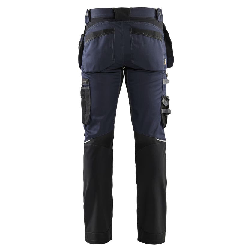 Hantverksbyxa med stretch mörk marinblå/svart C46