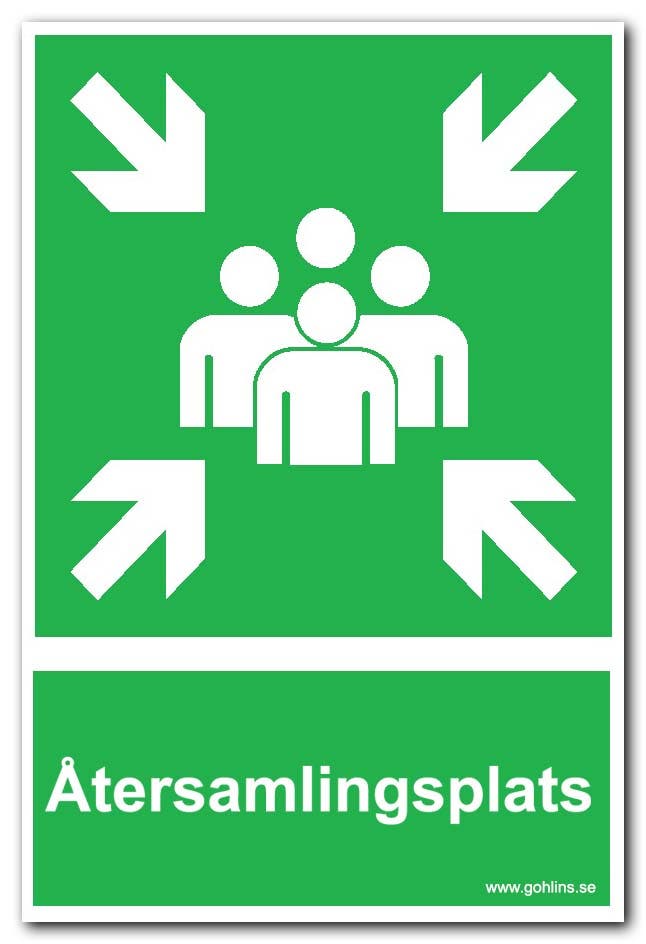 SKYLT "ÅTERSAMLINGSPLATS* 297X210MM PLAST