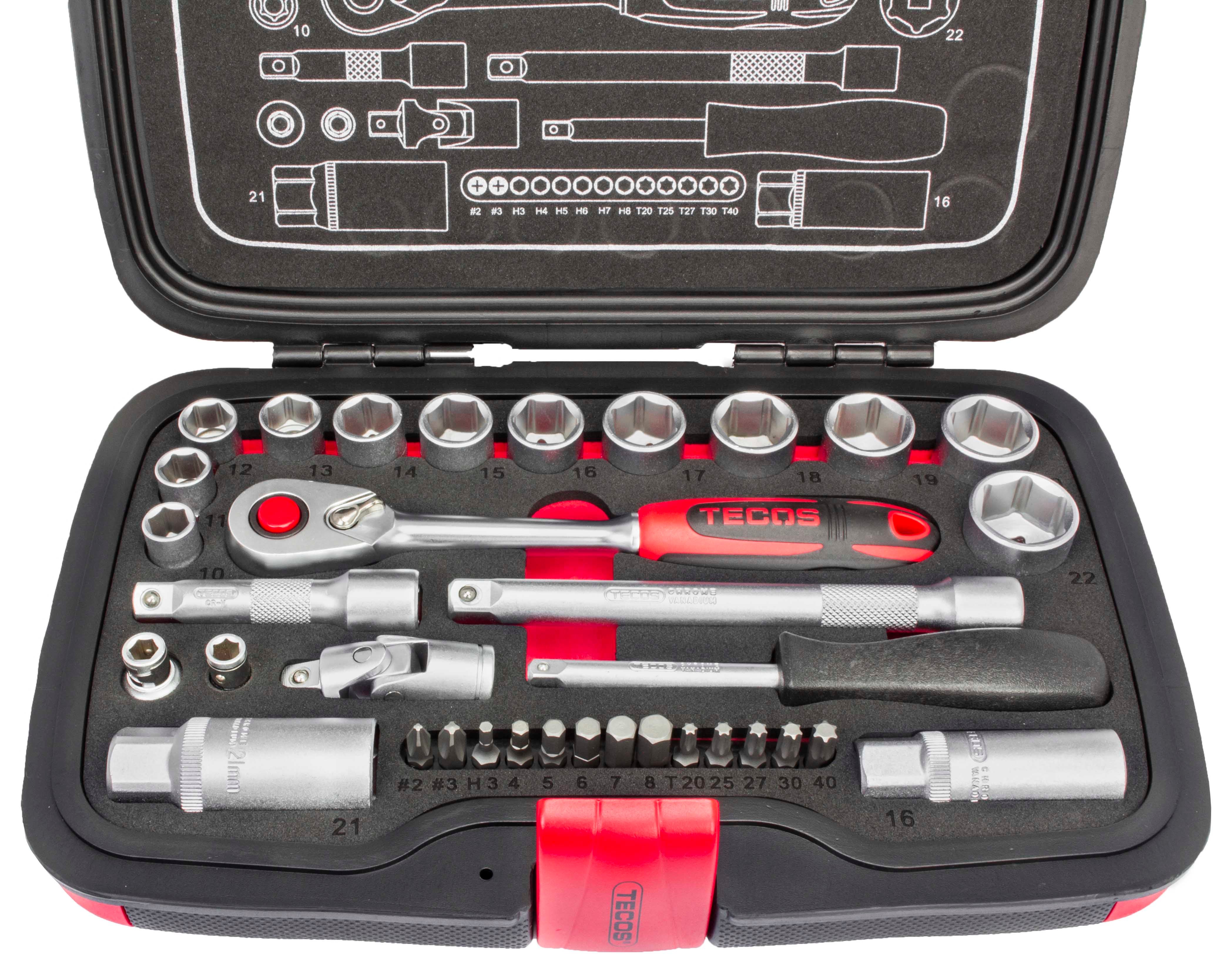 HYLSNYCKELSATS 3/8" 34 DELAR 10-22 MM