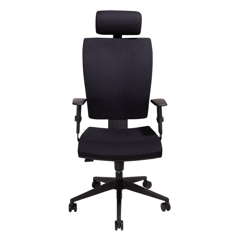 MONTPELLIER, KONTORSSTOL, SVAR T TYG, SVART UNDERREDE, NACKST