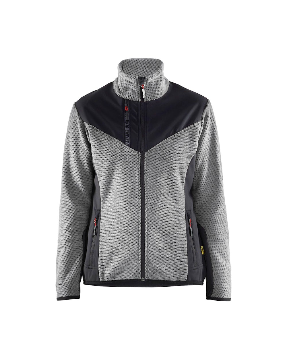 STICKAD JACKA MED SOFTSHELL DAM GRÅMELERAD/SVART L