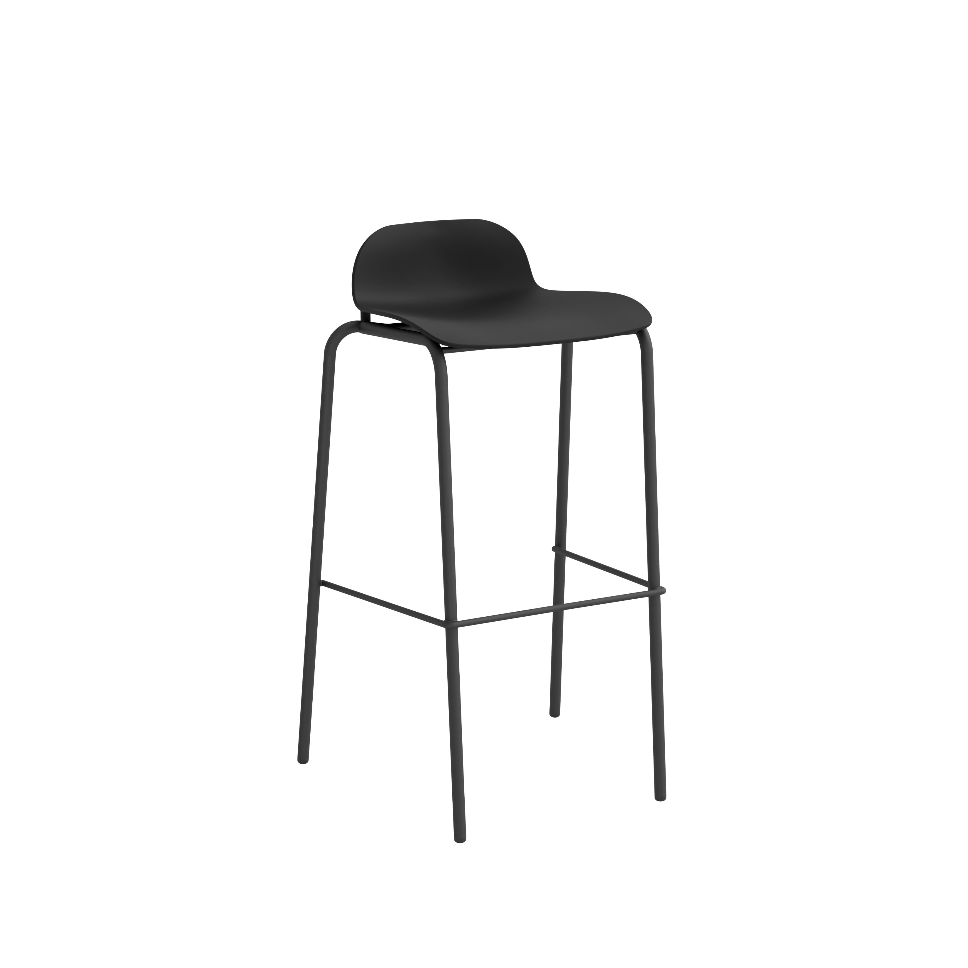 Manacor, stapelbar barstol, svart sits, svart stativ