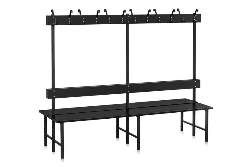 Sittbänk Dubbelsektion 2000 mm Svart Laminat