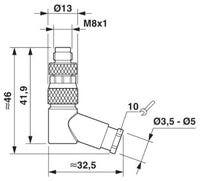 KONTAKT HANE 90° M8 3-POL SACC-M 8MR-3CON-M-SW
