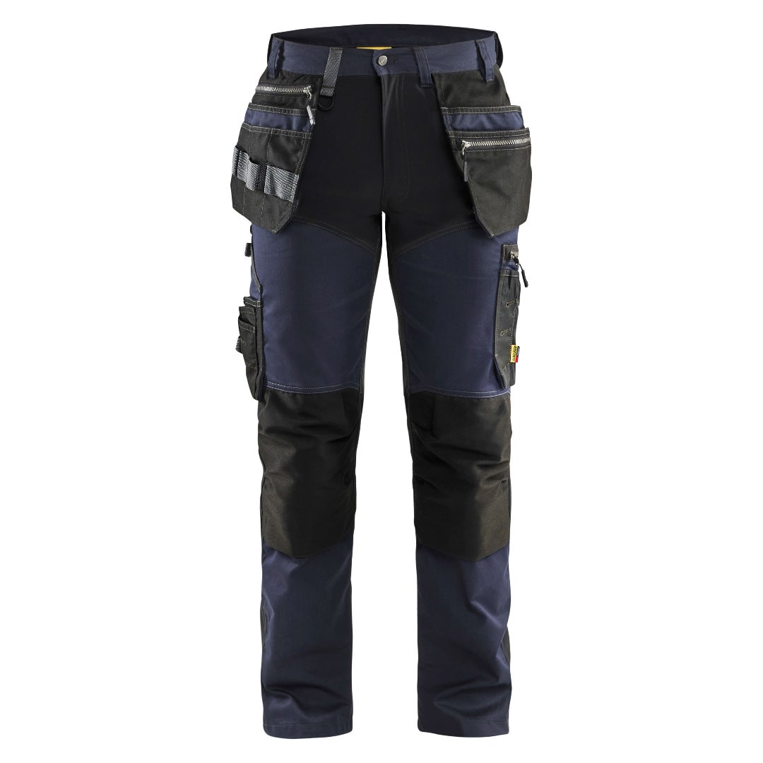 Hantverksbyxa med stretch mörk marinblå/svart C46