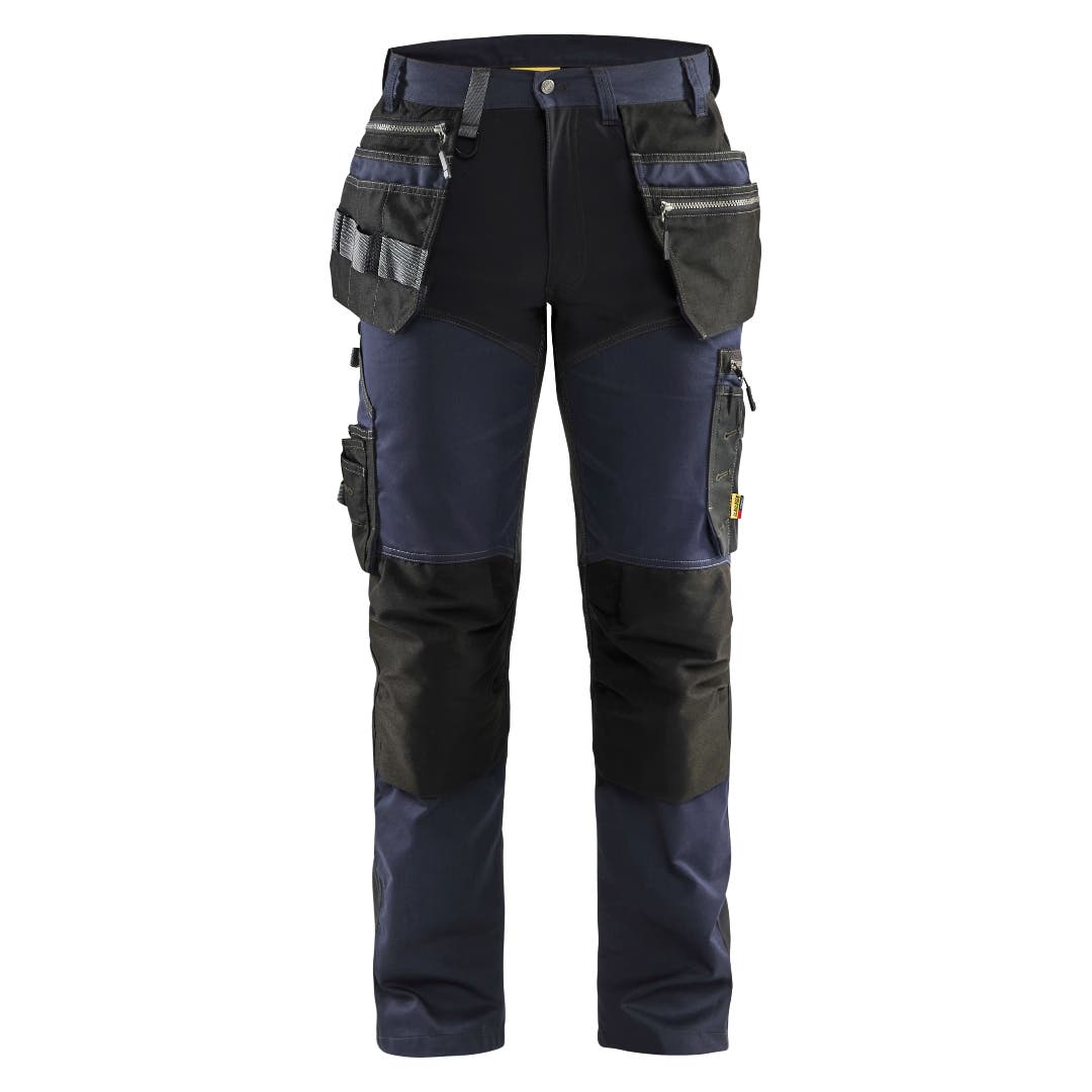 Hantverksbyxa med stretch mörk marinblå/svart C46