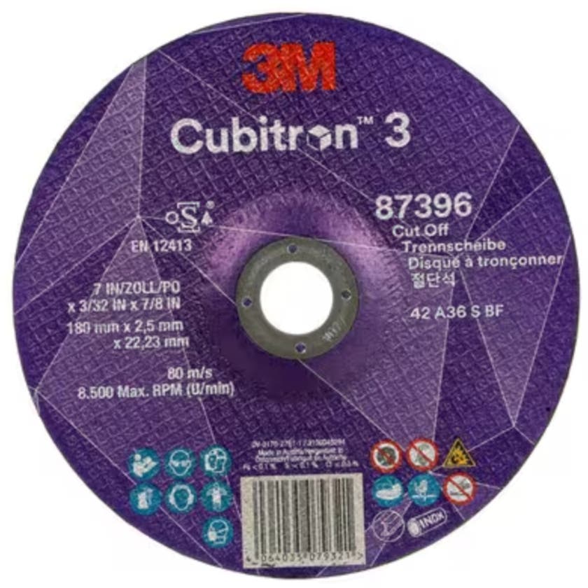 Cubitron 3 Cut-Off Wheel, 8739 6, 36+, T42, 180 mm x 2.5 mm x
