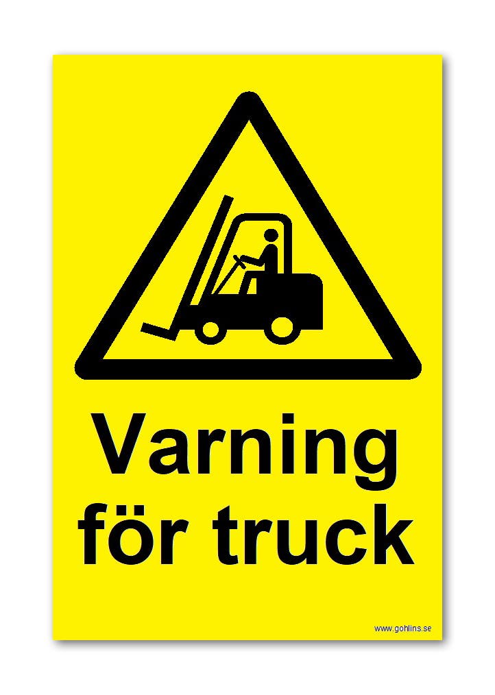 SKYLT "VARNING FÖR TRUCK" A4 297X210MM PVC