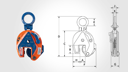 IPU10 0,5T 0-16MM VERTICAL LIF TING CLAMP