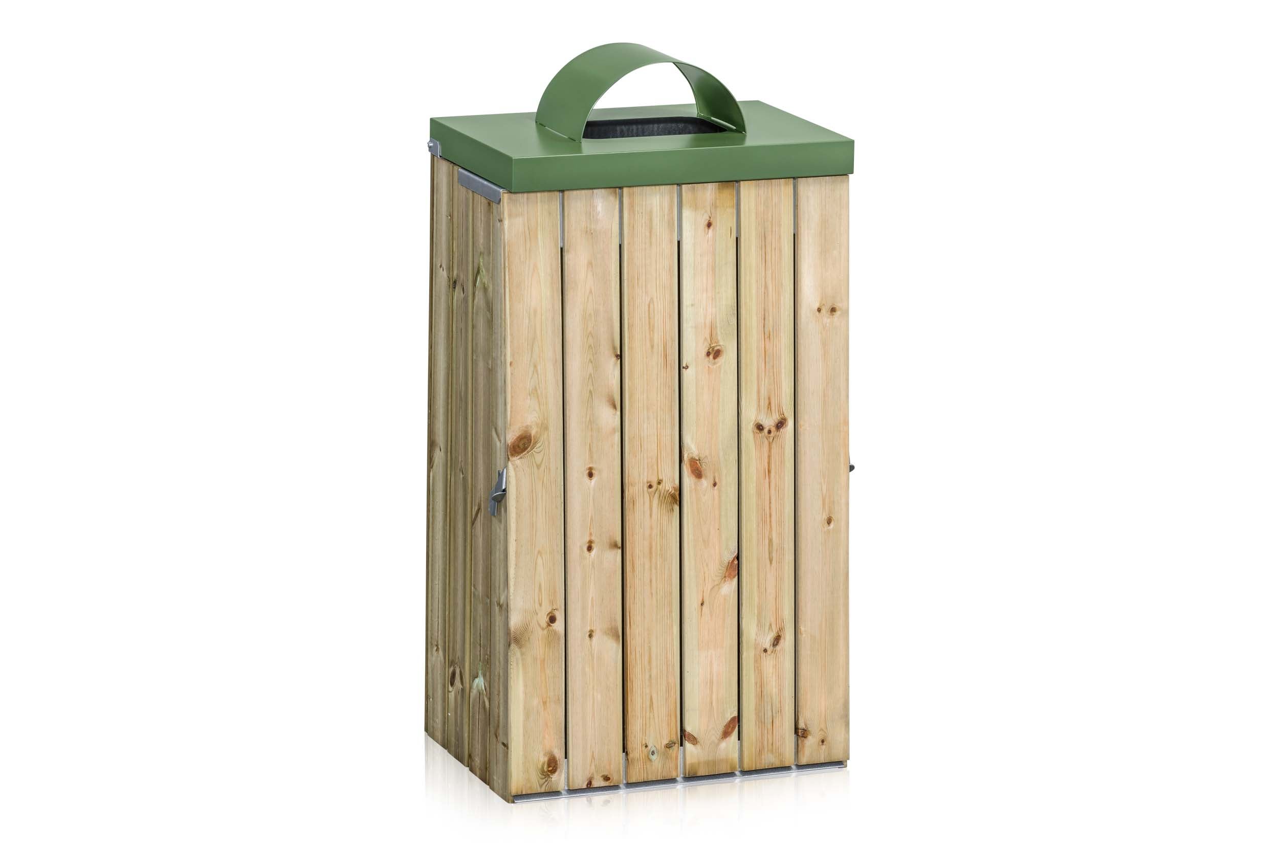 Säckhållare 125 l träpanel med inkasthål