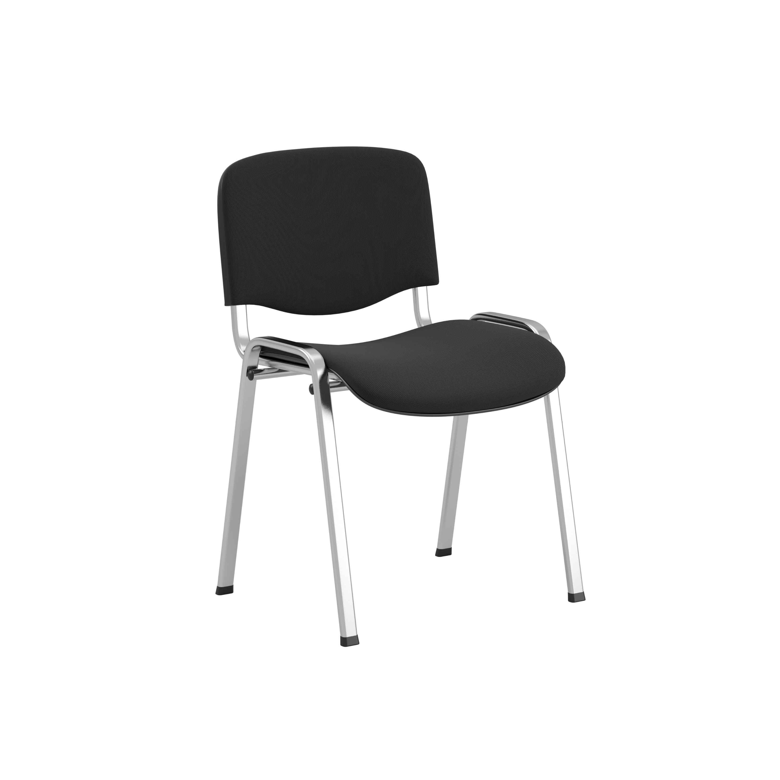 Sofie, stapelbar stol, svart t yg, kromat stativ