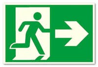 SKYLT "NÖDUTGÅNG PIL HÖGER" PVC A4 SJÄLVLYSANDE