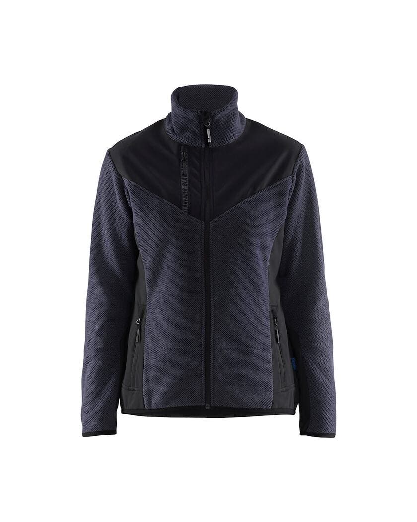 Stickad Jacka med Softshell Da m Mörk marinblå/Svart XXXL