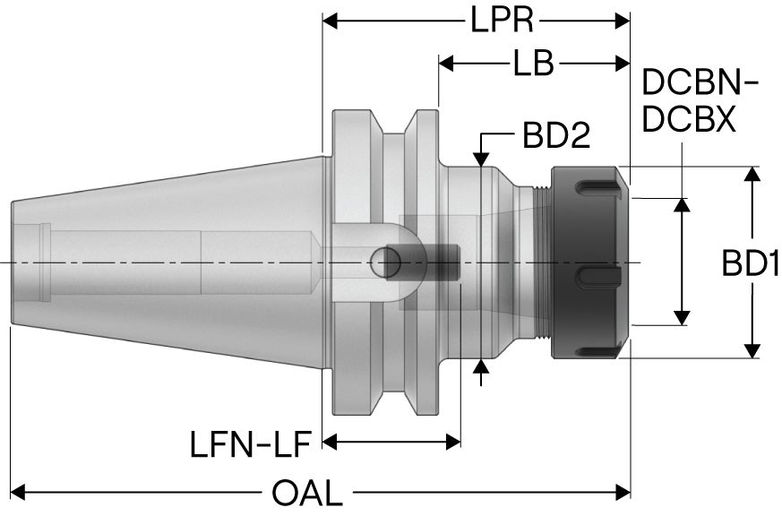 Hållare BT40AD-ER25-160