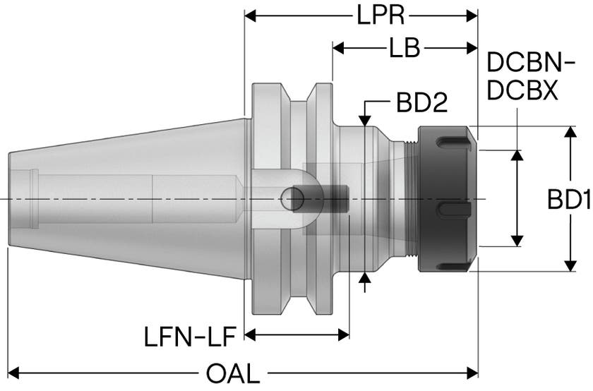 Hållare BT40AD-ER25-160