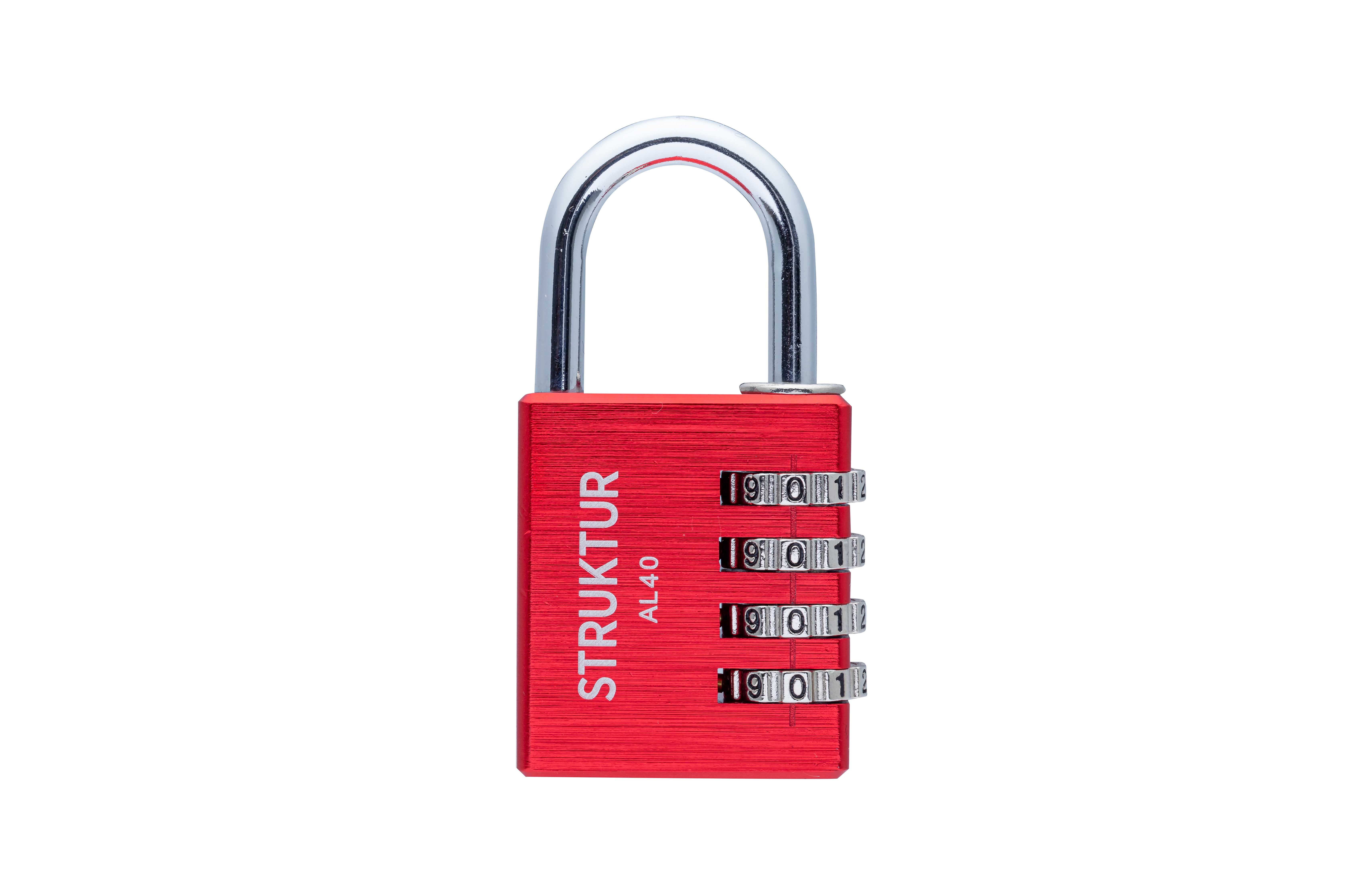 Kombinationshänglås struktur aluminium röd 40 1 st