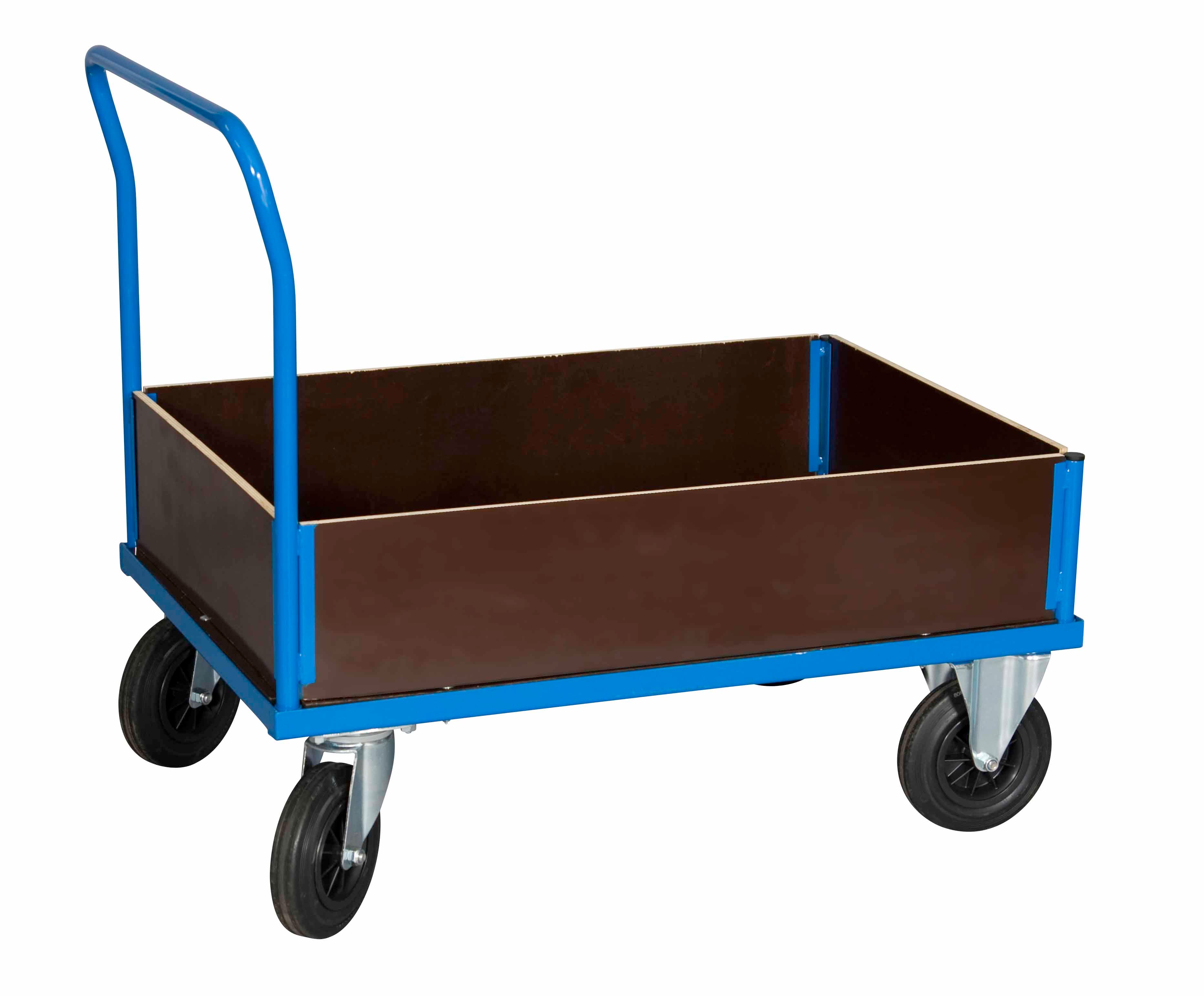 PLATTFORMSVAGN, 700X1000 900 MM BLÅ LACKERAD