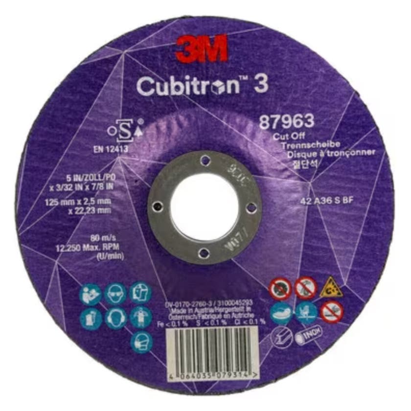 Cubitron 3 Cut-Off Wheel, 8796 3, 36+, T42, 125 mm x 2.5 mm x