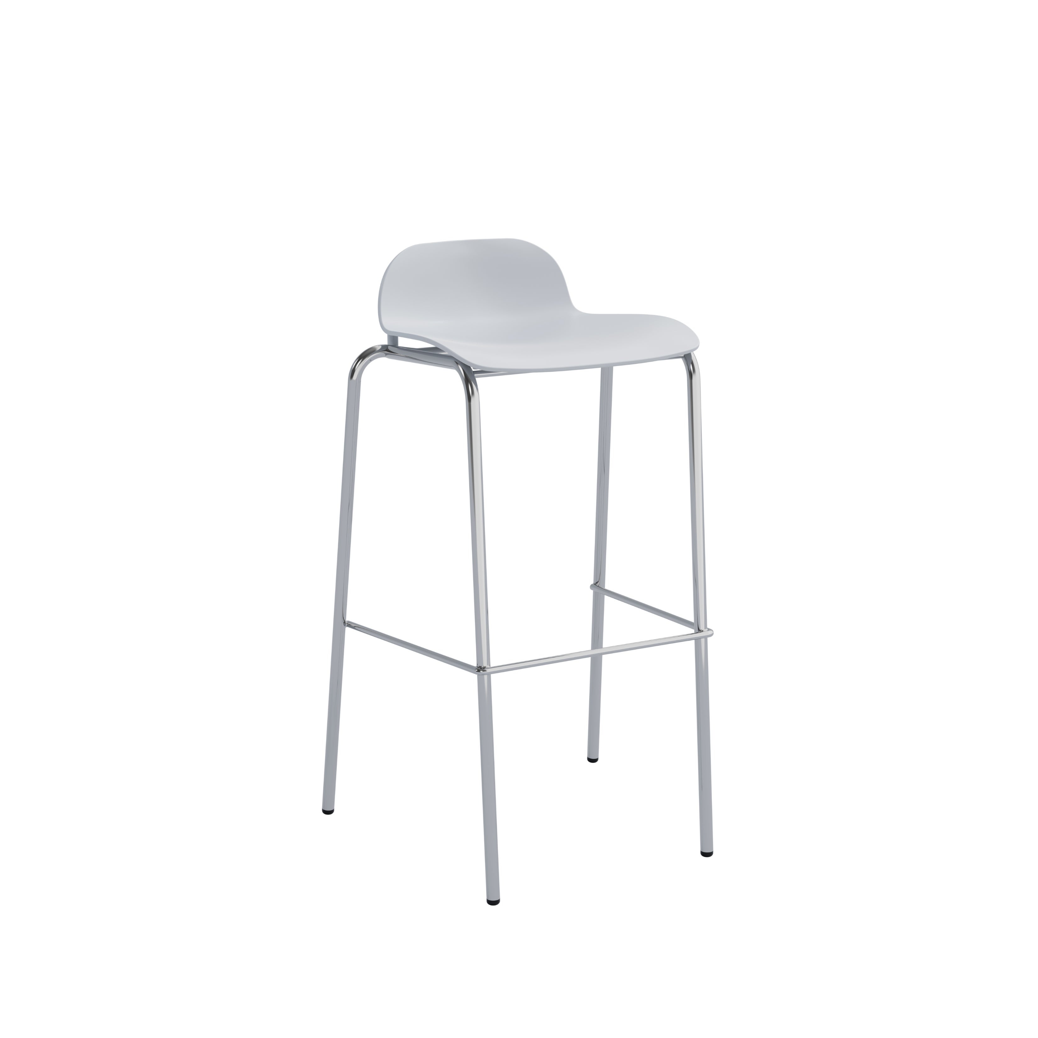 Manacor, stapelbar barstol, vit sits, kromat stativ