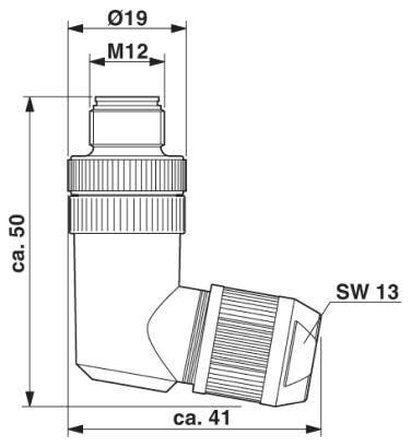 KONTAKT HANE 90° M12 D-CODE SACC-M12MRD-4Q SH PN ETHERCAT