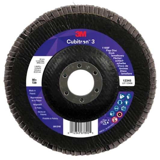 Lamellrondell Ø125mm K80+ cubitron 3 1169F T29-KONISK