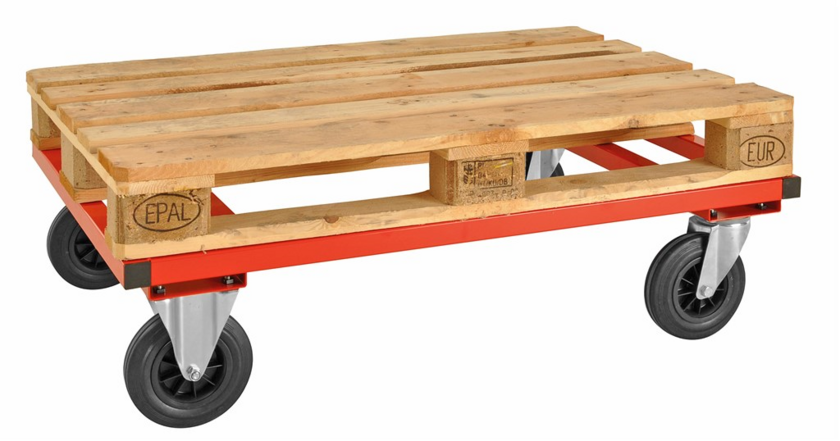Pallvagn låg Röd L1200xB800xH305