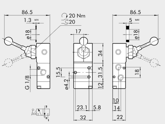 VENTIL MAV 23 LEB 1/8