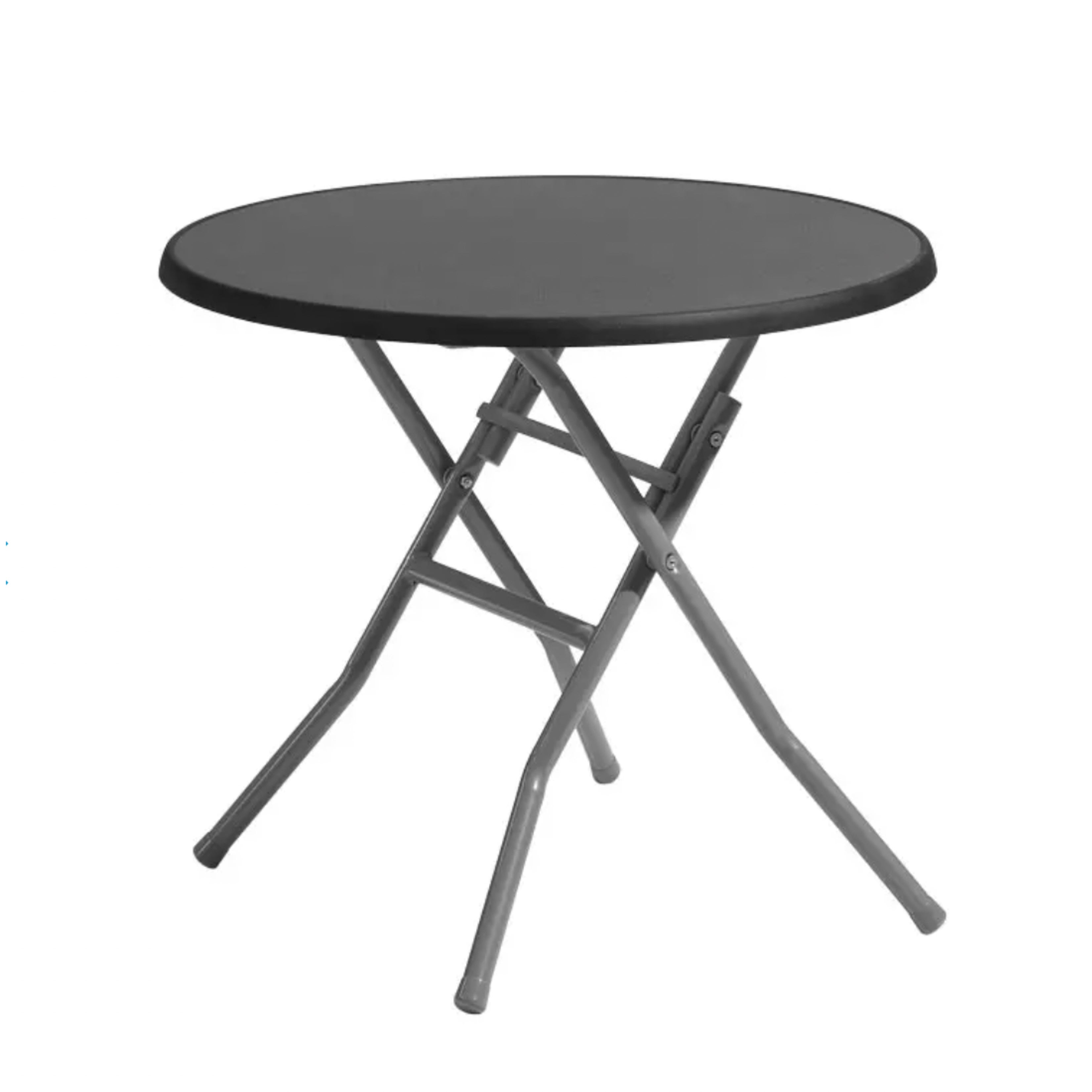 Café, svart skiva, silvergrått stativ