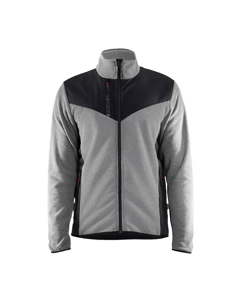 Stickad Jacka med Softshell Gr åmelerad/Svart XXXL