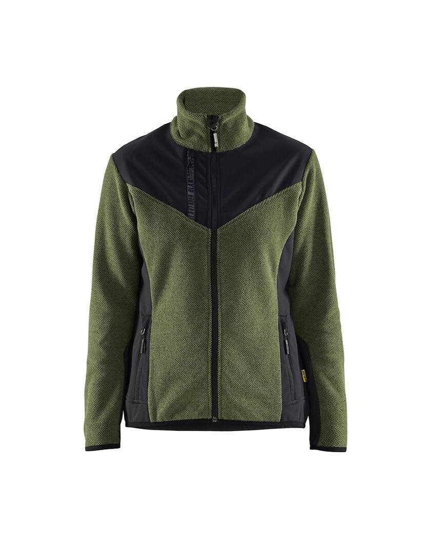 Stickad Jacka med Softshell Da m Höstgrön/Svart XXXL