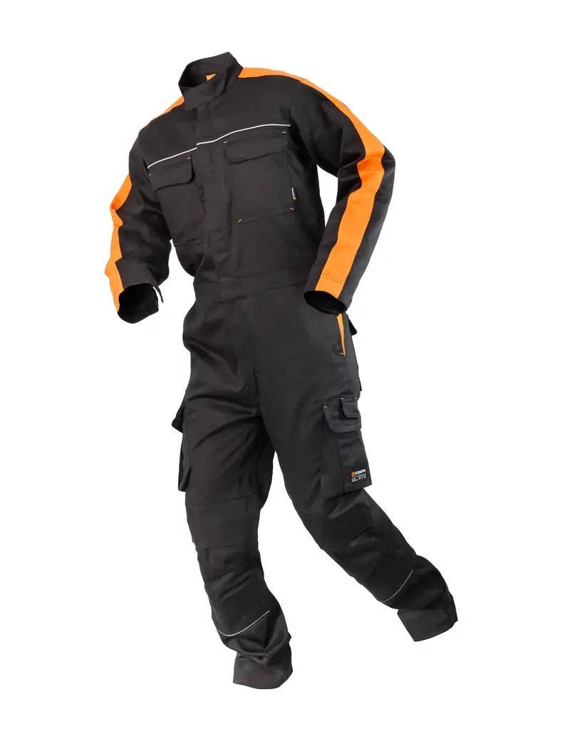 SVETSOVERALL TURKU, SVART/ORANGE, STL XS