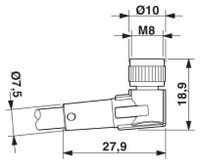 KABEL M8 10M HONA 90° 4-POL SAC-4P-10,0-PUR/M 8FR