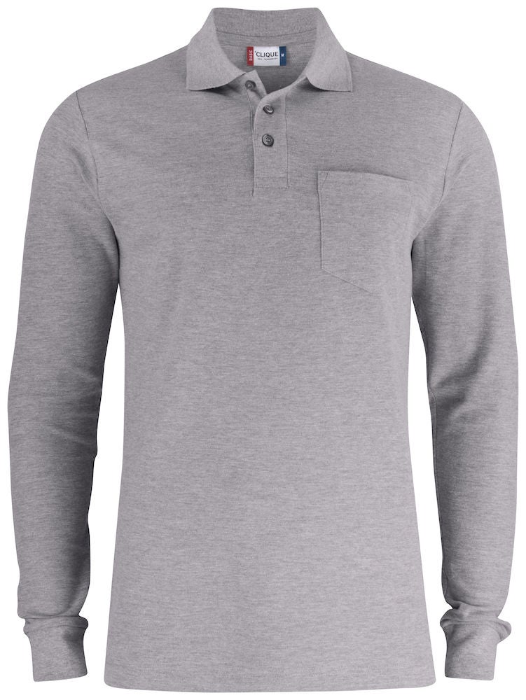 BASIC POLO L/S POCKET GRÅ S ANGE S