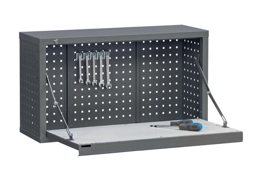 PERFORERAT VERKTYGSSKÅP INKLUSIVE FÄLLBAR ARBETSYTA