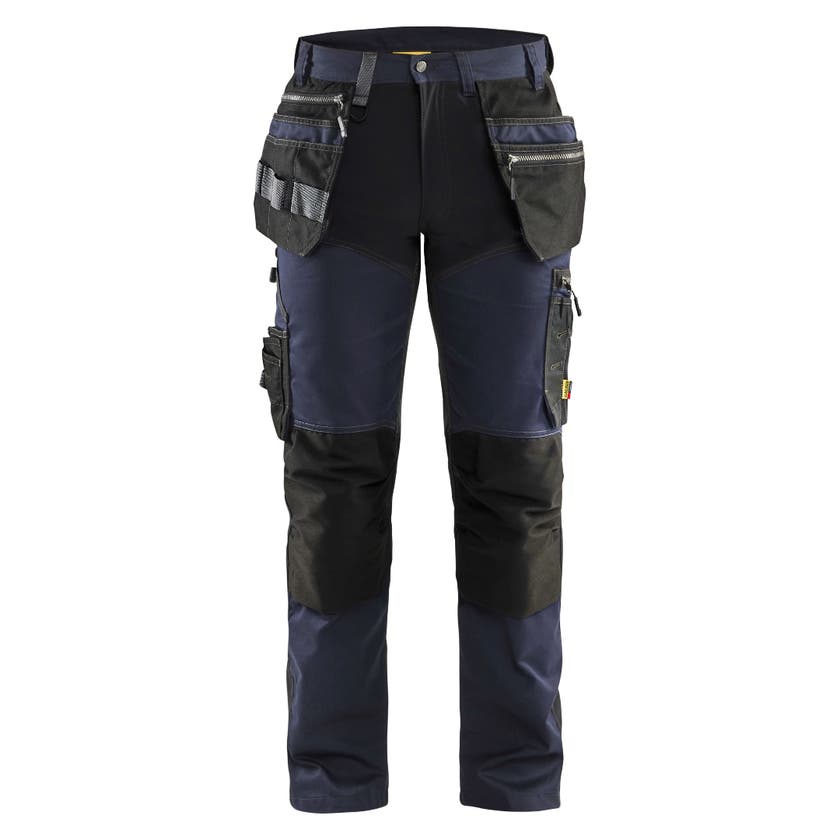 Hantverksbyxa med stretch mörk marinblå/svart C46
