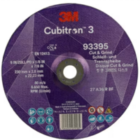 Cubitron 3 Cut and Grind Wheel , 93395, 36+, T27, 230 mm x 3.
