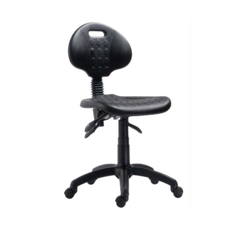 Basel industristol, svart PU, svart underrede, låg